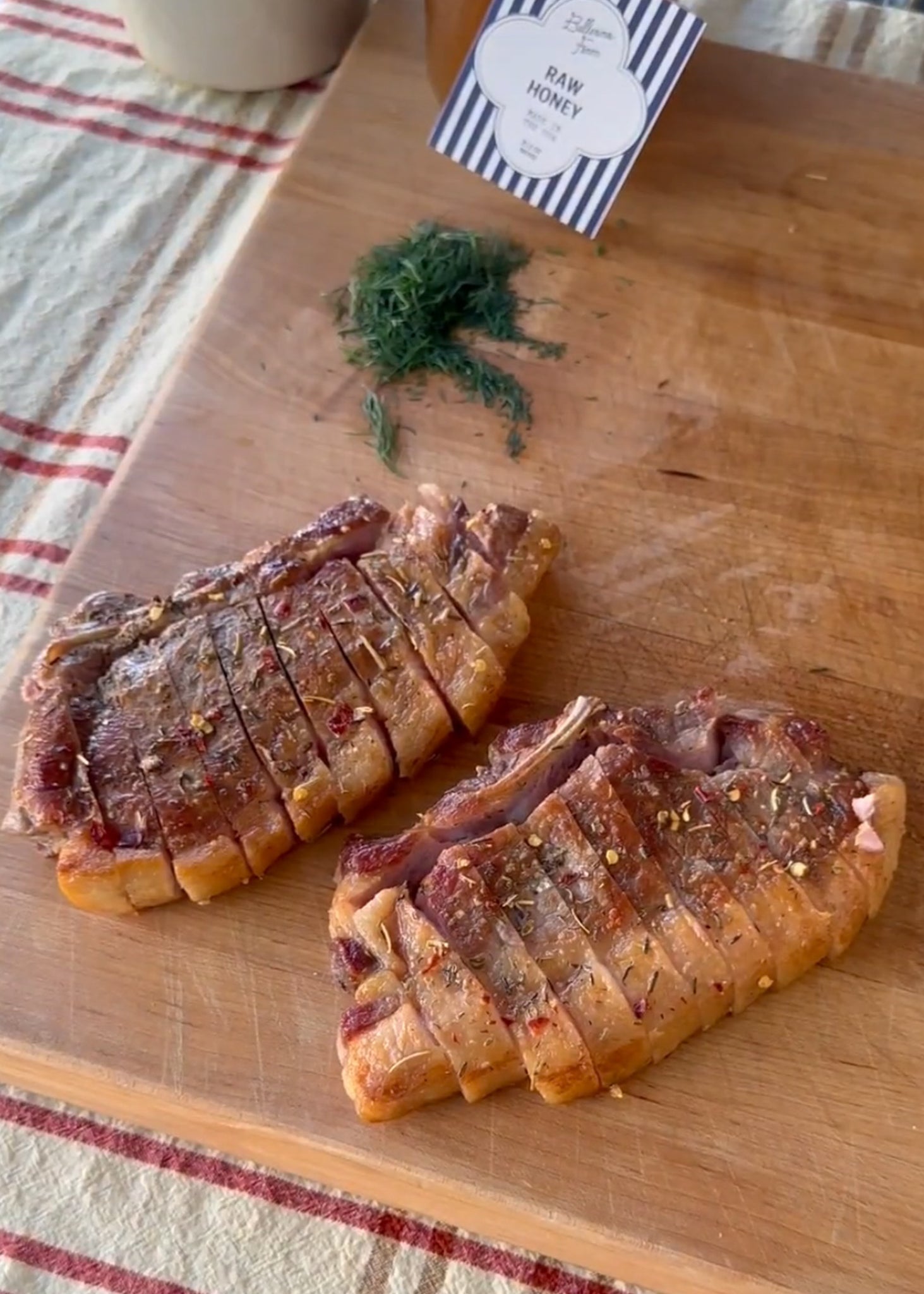 Grilled Pork Chop with Raw Honey Mustard Sauce