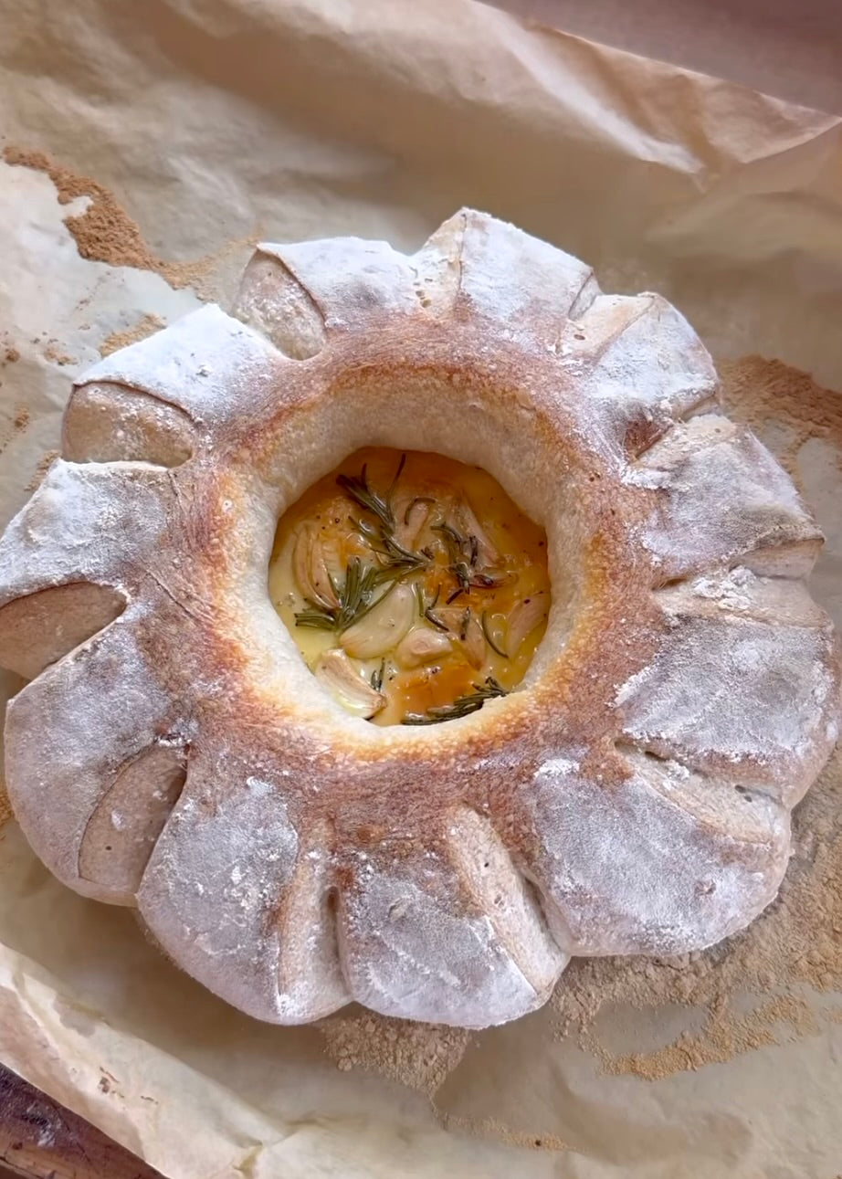 Sourdough Bread Wreath with Brie Filling