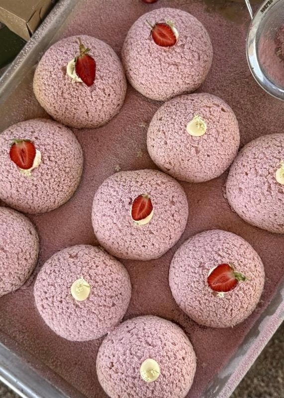 Strawberry Elderflower Craquelin Cream Puffs   - Ballerina Farm