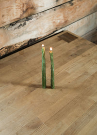 Asparagus Beeswax Taper Candles, Set of 2